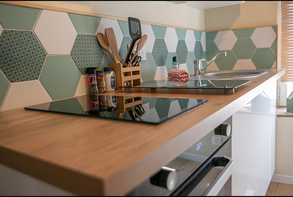 Kitchen or kitchenette, oven, stove