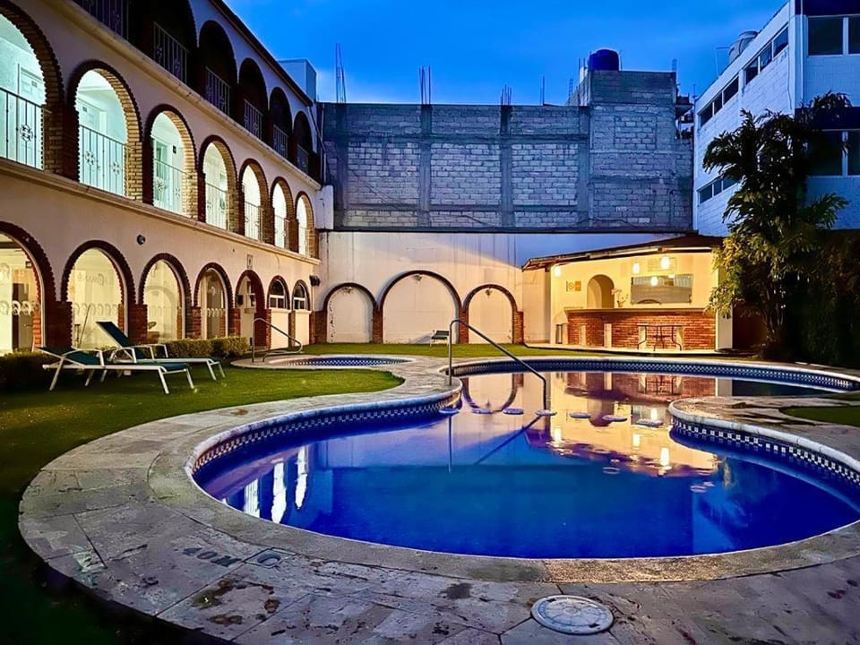 Night, Pool view, Swimming pool