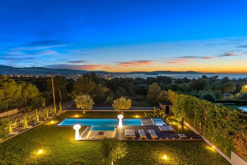 Natural landscape, Swimming pool, Sunset