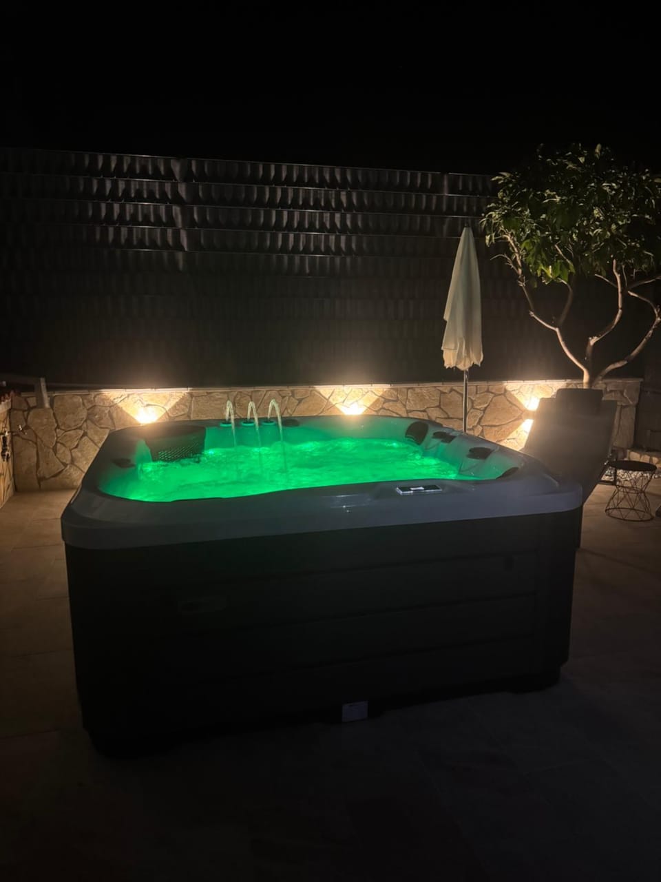 Night, Hot Tub, Pool view