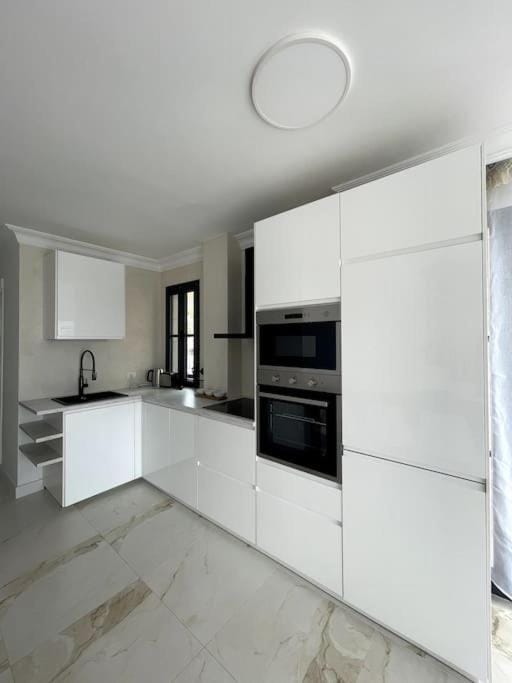 Kitchen or kitchenette, dishwasher, oven