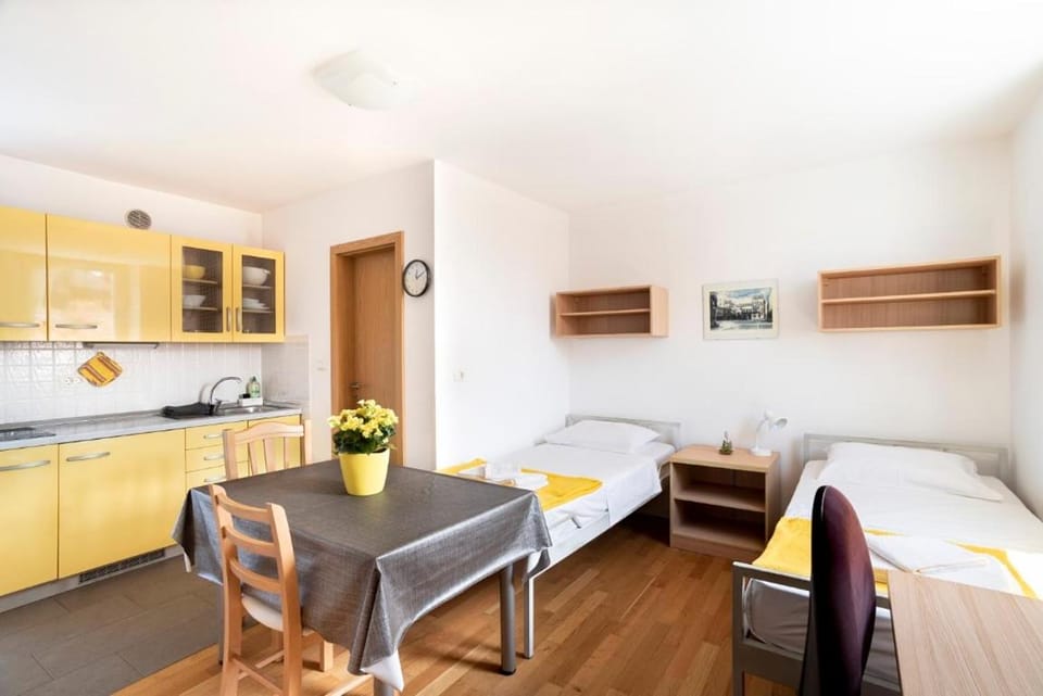Kitchen or kitchenette, Living room, Dining area, Bedroom