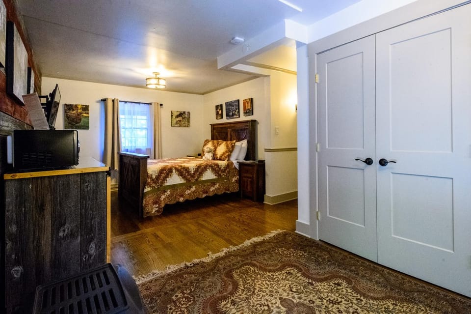 Bed, TV and multimedia, Kitchen or kitchenette, Decorative detail, Bedroom