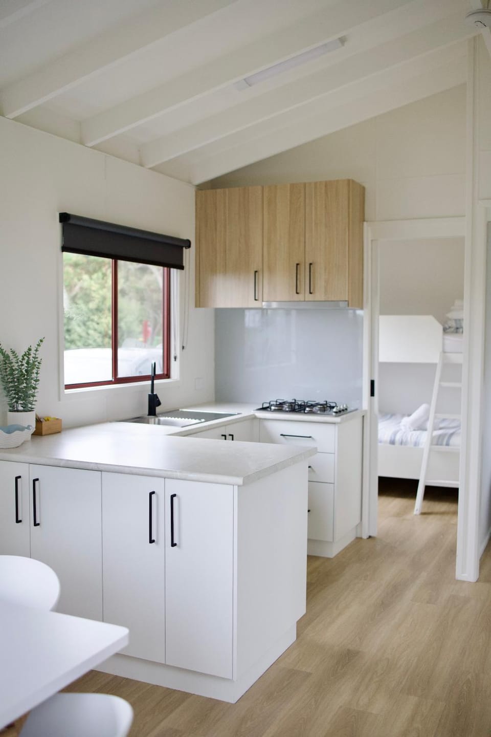 Kitchen or kitchenette, stove