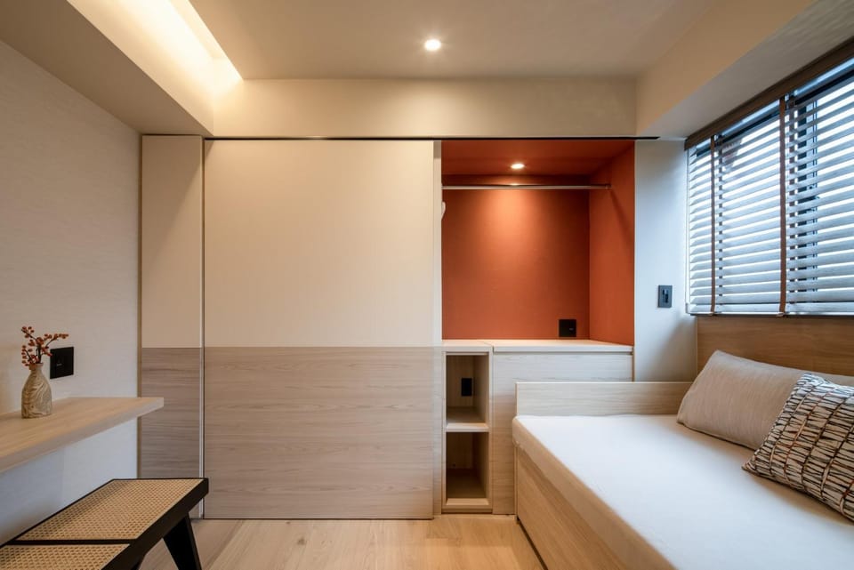 Bed, Living room, Seating area, wardrobe