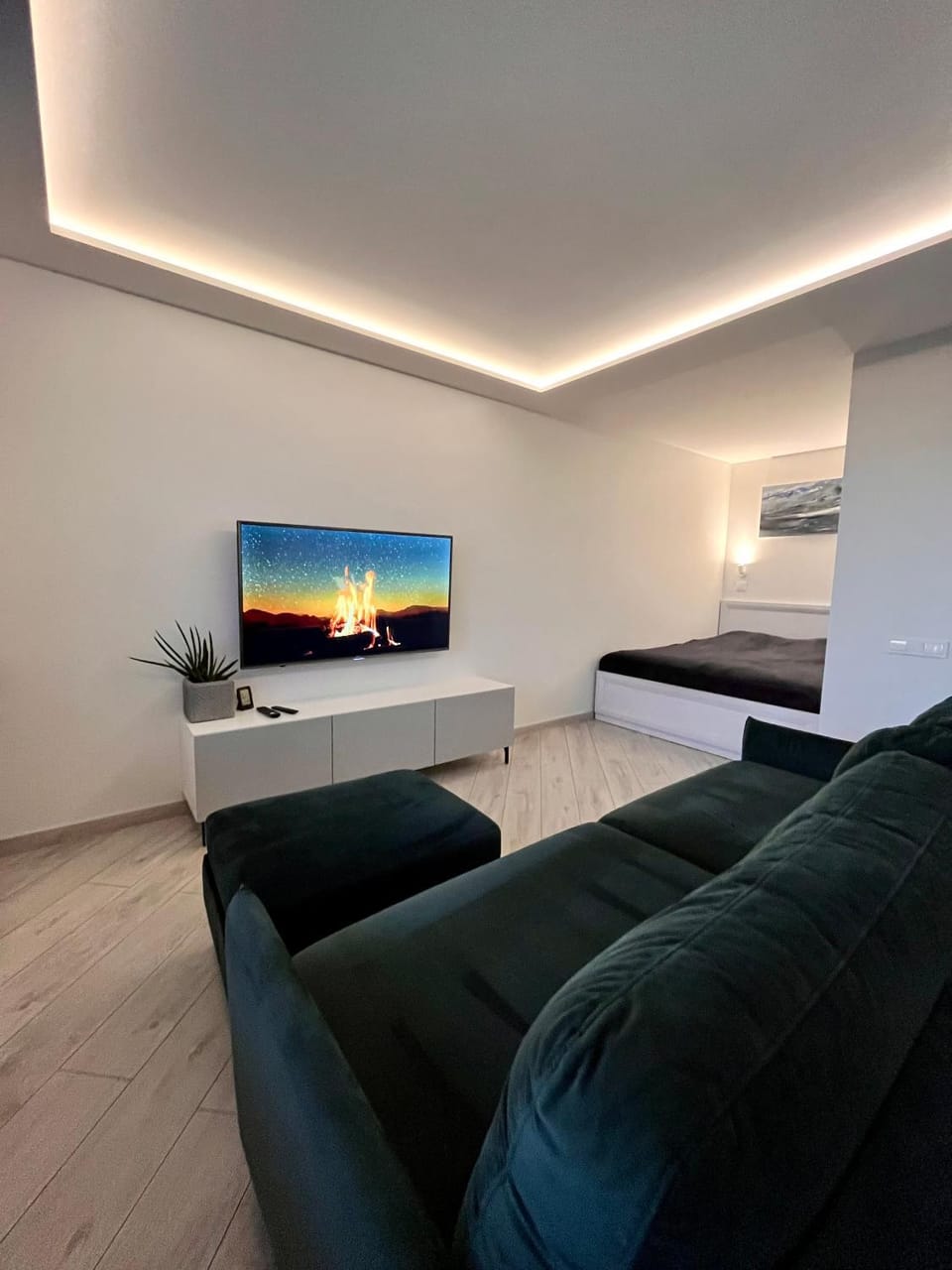 Communal lounge/ TV room, Bed, TV and multimedia, Living room, Photo of the whole room, Seating area, Bedroom