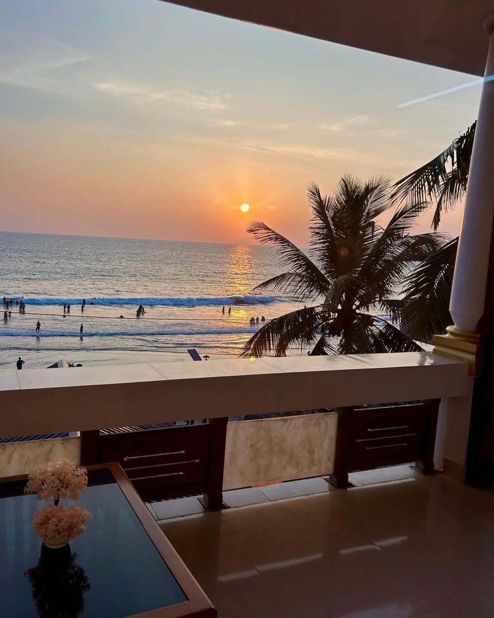 View (from property/room), Balcony/Terrace, Beach, Sea view, Sunset