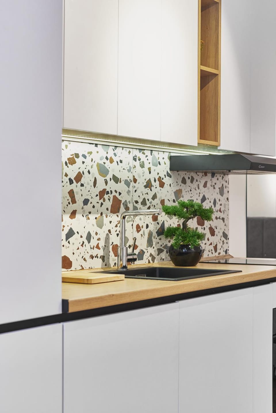 Kitchen or kitchenette, stove