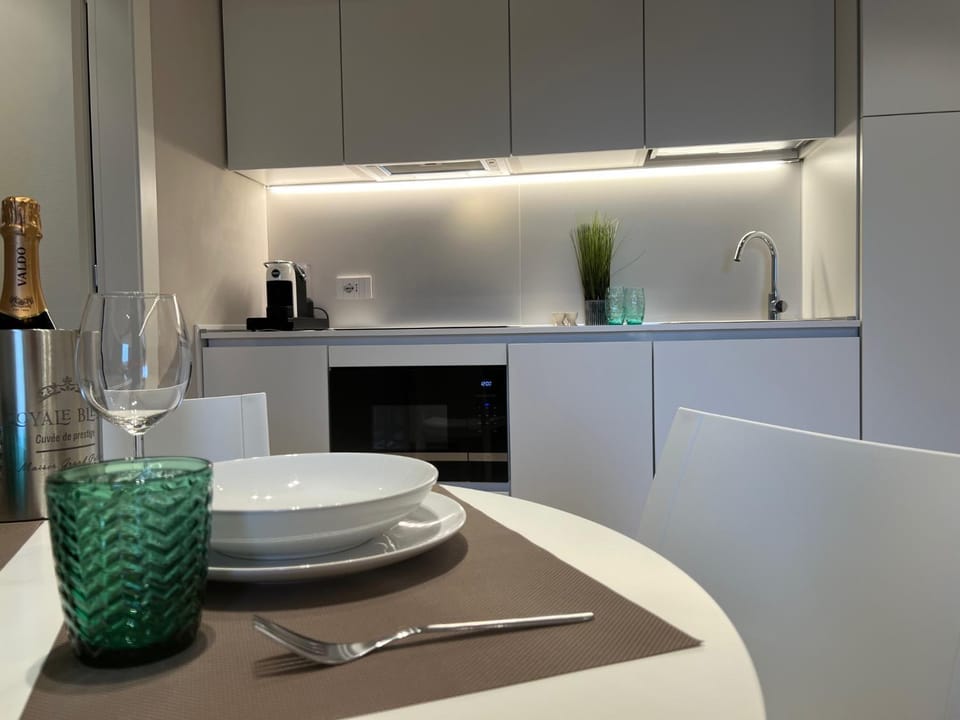 Kitchen or kitchenette, stove