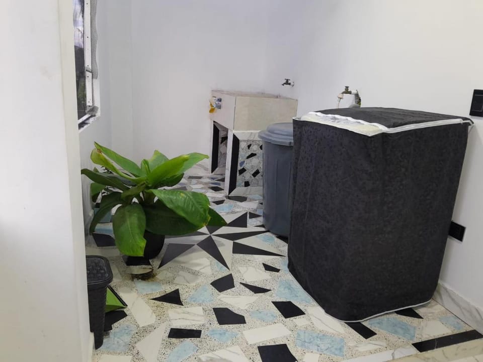 Inner courtyard view, laundry, washing machine
