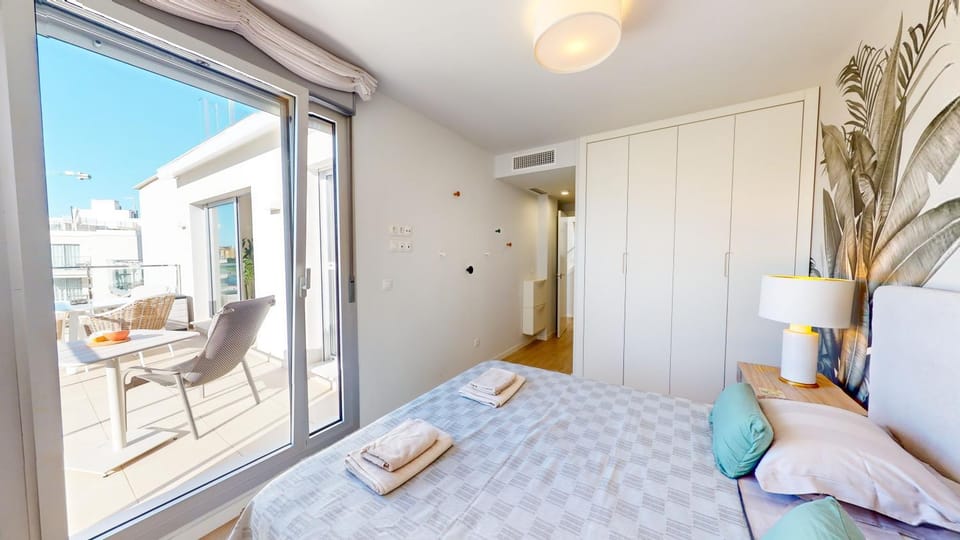 Bed, Photo of the whole room, Bedroom, towels, wardrobe