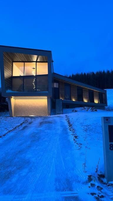 Property building, Night, Winter