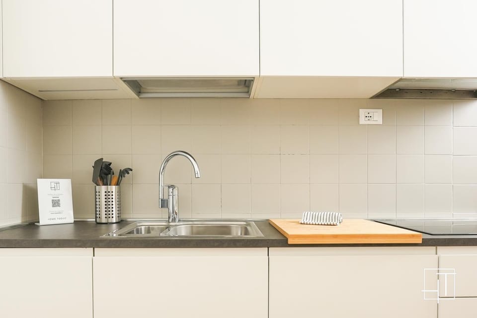 Kitchen or kitchenette, stove