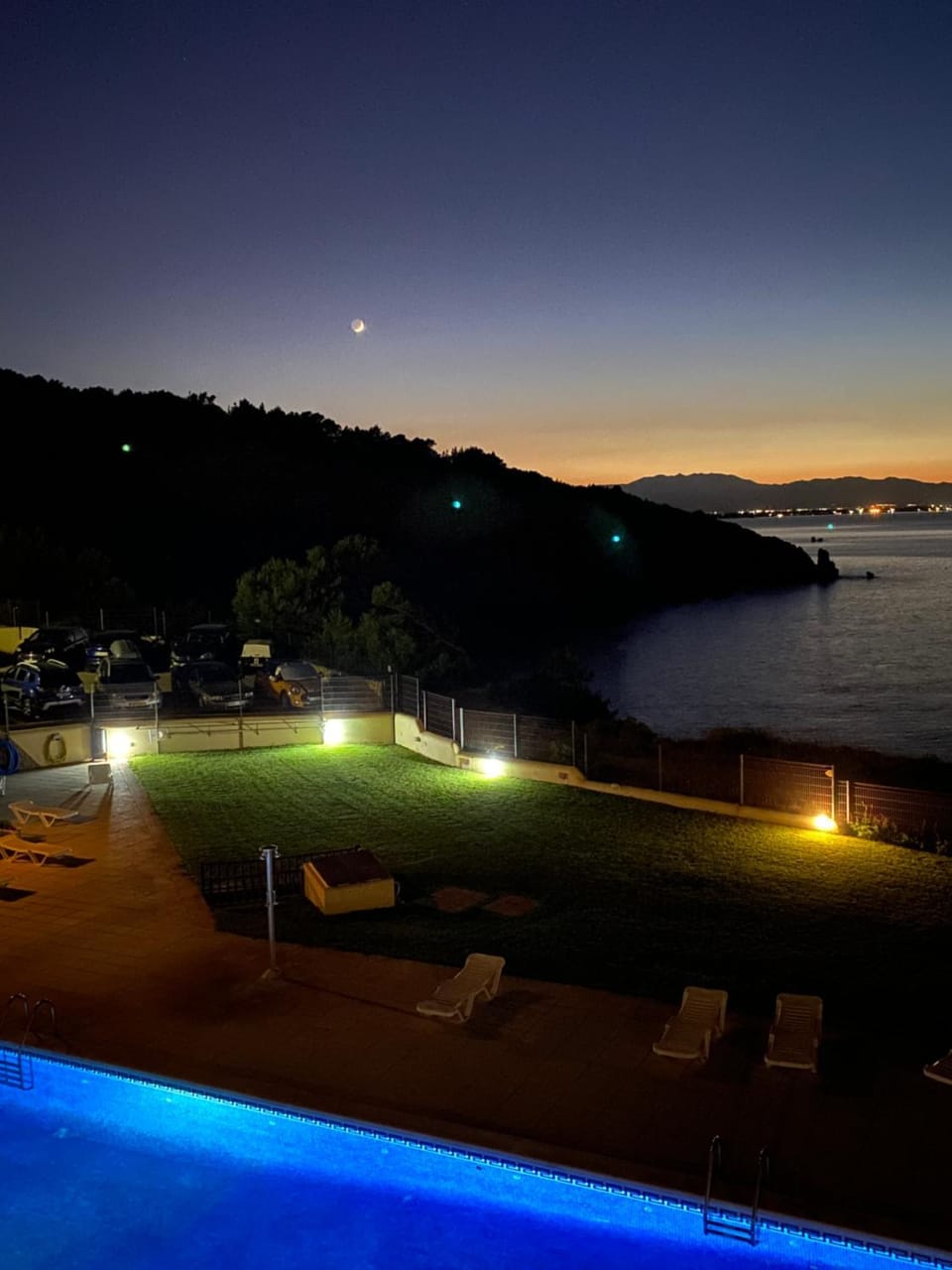Night, Pool view, Swimming pool
