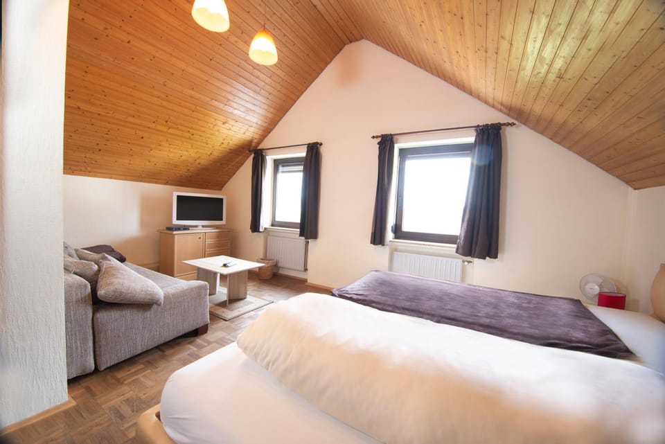 Bed, TV and multimedia, Living room, Seating area, Bedroom
