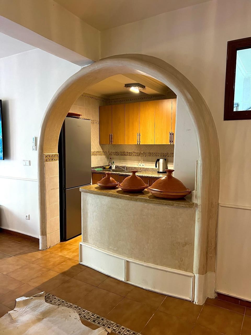 Kitchen or kitchenette, stove