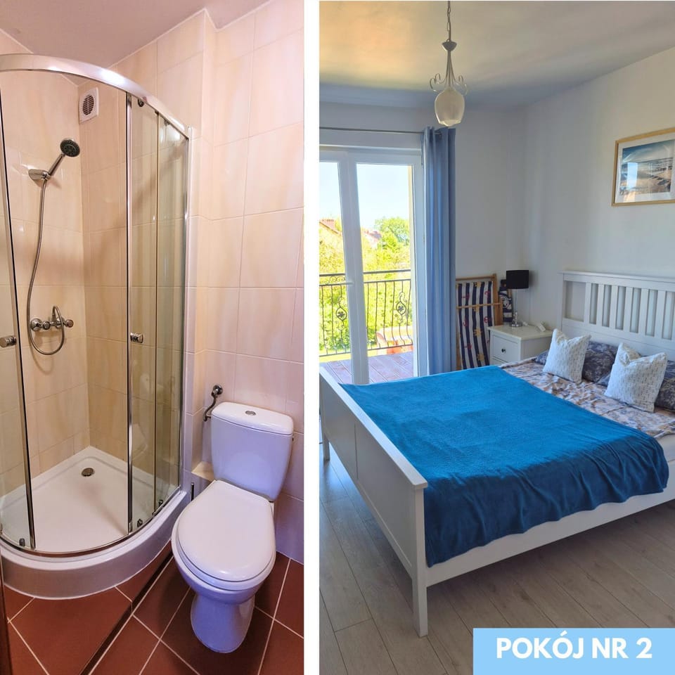 Shower, Toilet, Bed, Bathroom, Photo of the whole room, Bedroom