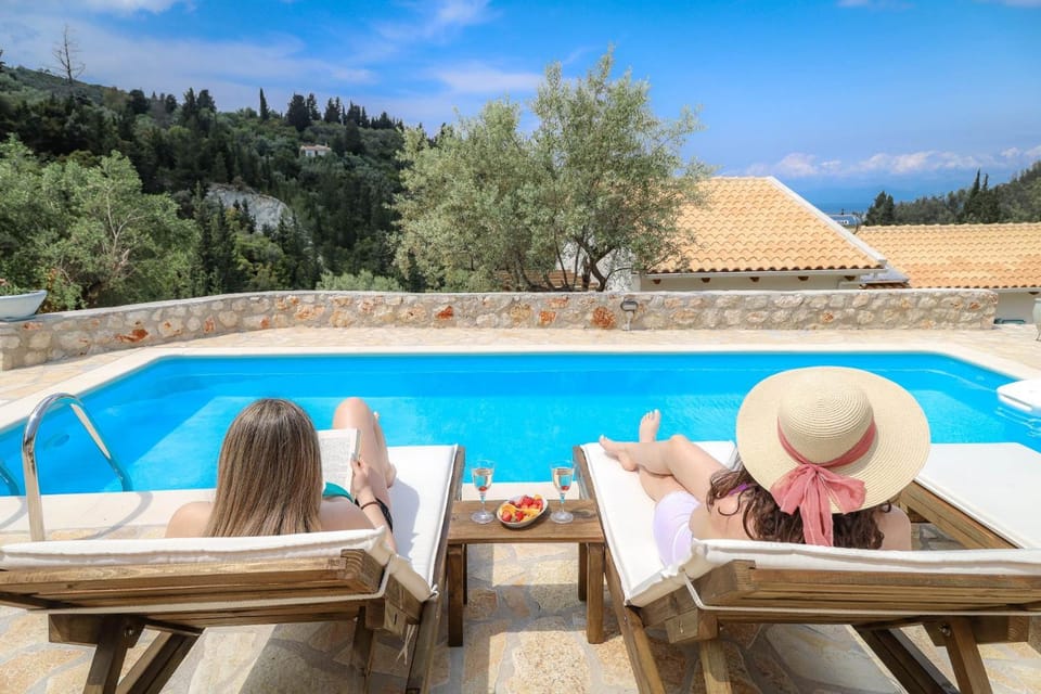 Patio, Spring, Day, Natural landscape, Mountain view, Pool view, Swimming pool, sunbed