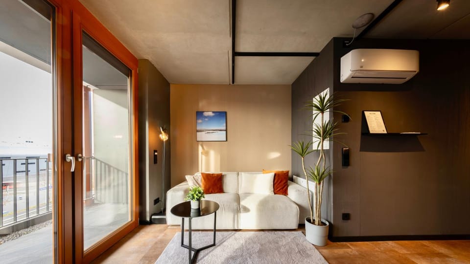 Balcony/Terrace, Living room, Seating area, air conditioner