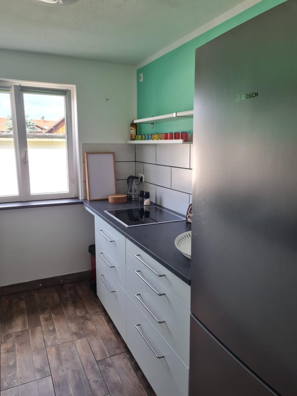 Kitchen or kitchenette, stove