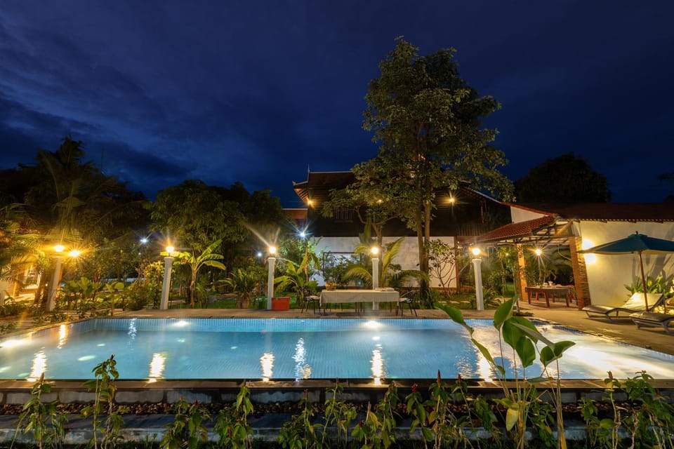 Property building, Night, Pool view, Swimming pool