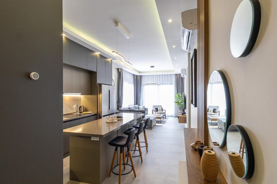 Living room, kitchen