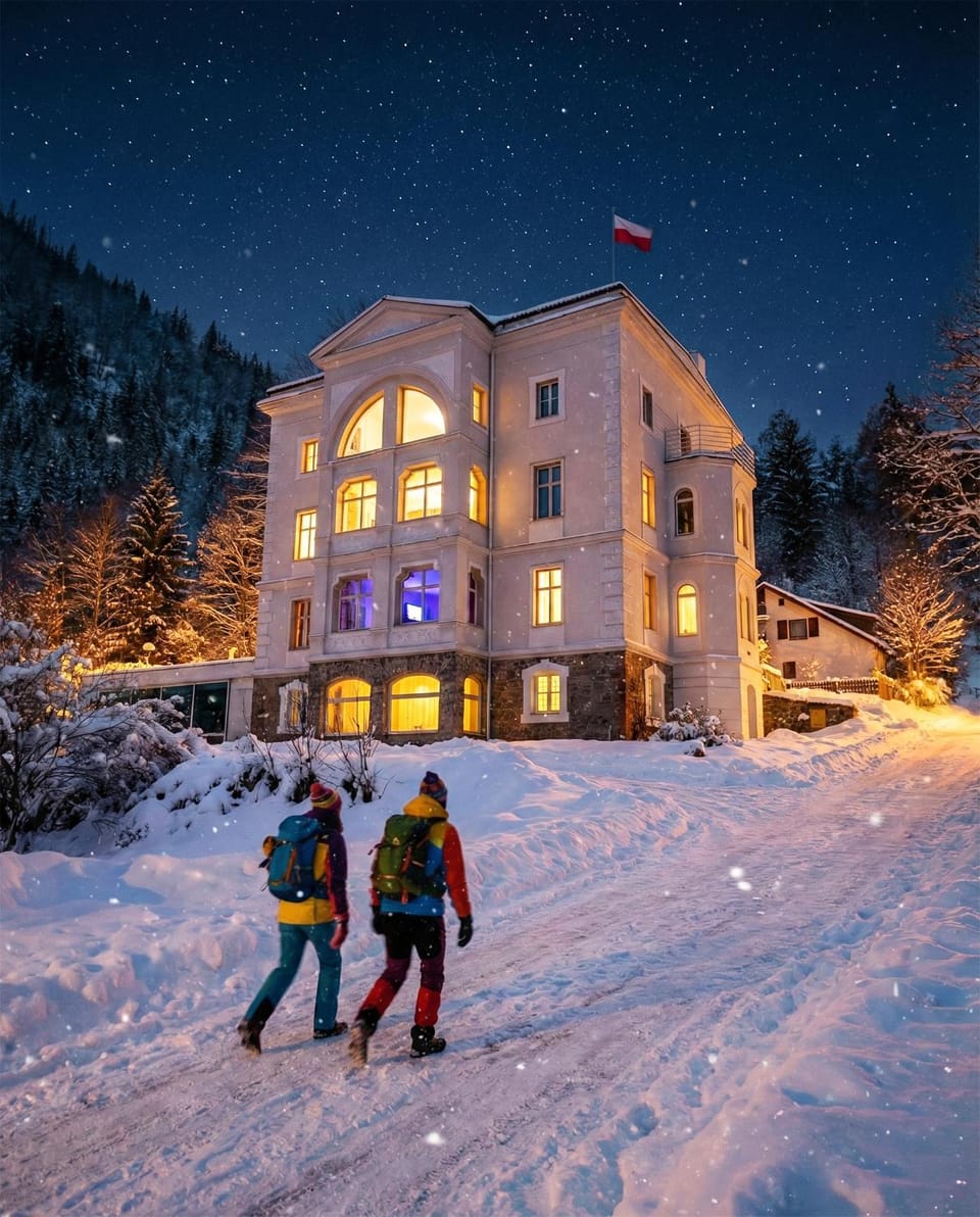 Property building, People, Winter, View (from property/room), Evening entertainment, Guests, Mountain view, Mountain view, Street view, Street view, Area and facilities, Area and facilities, group of guests