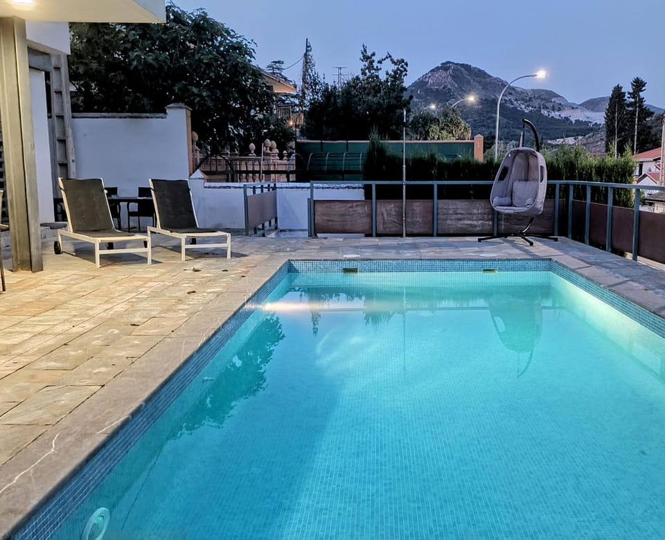 Patio, Pool view, Swimming pool, sunbed
