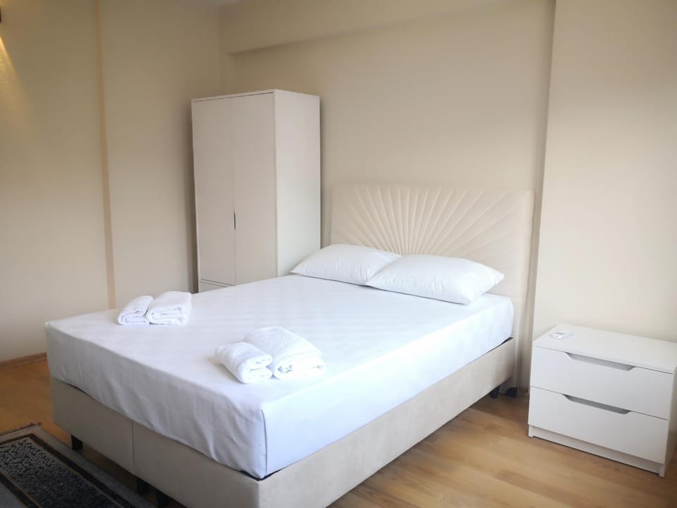 Bed, Photo of the whole room, Bedroom, towels, wardrobe