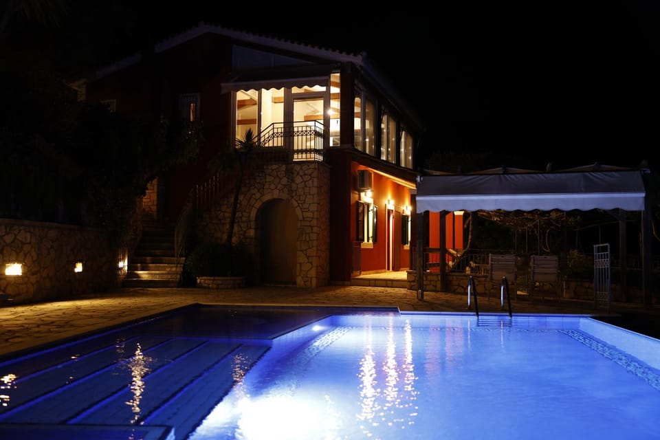 Property building, Night, Pool view, Swimming pool