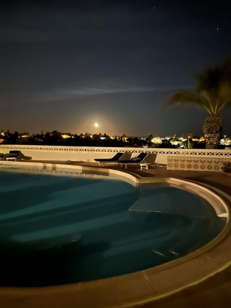 Night, Pool view, Swimming pool