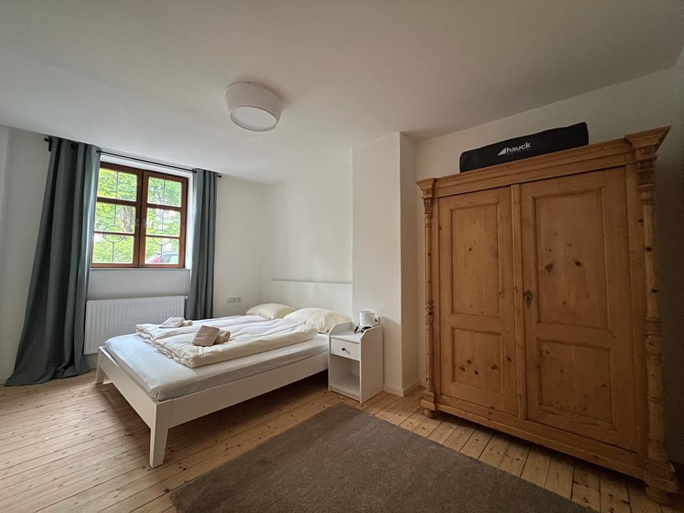 Bed, Photo of the whole room, Bedroom, towels, wardrobe