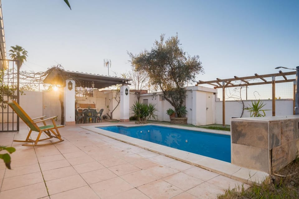 Property building, Living room, Swimming pool