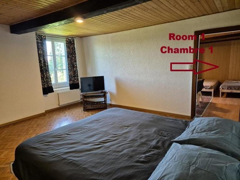 Bed, TV and multimedia, Photo of the whole room, Bedroom