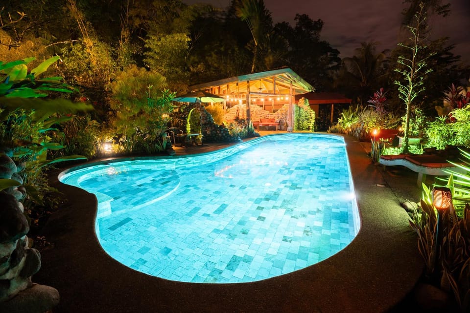 Night, Natural landscape, Garden view, Pool view, Swimming pool