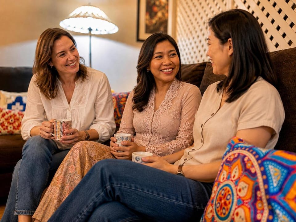Living room, group of guests