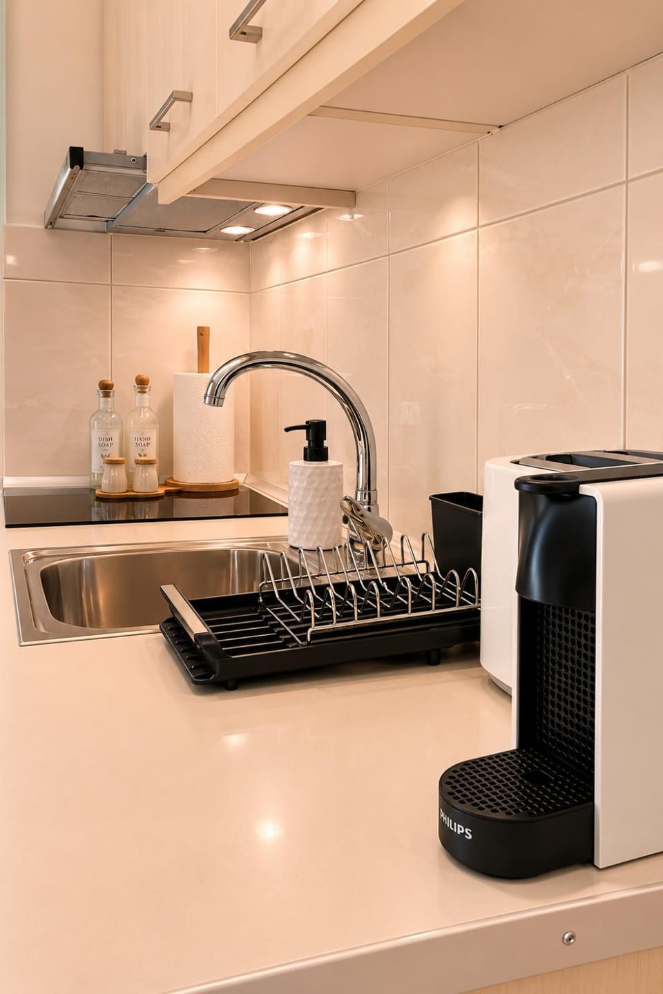 Kitchen or kitchenette, stove
