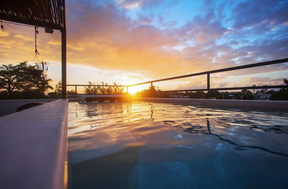 Pool view, Swimming pool, Sunset
