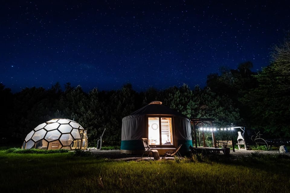 Property building, Night, Garden, Garden view