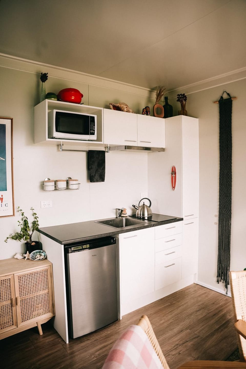 Kitchen or kitchenette, stove