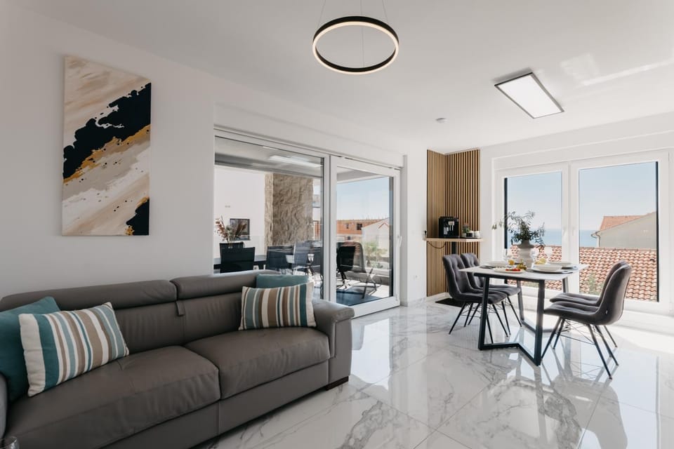 Living room, Seating area, Dining area, Sea view