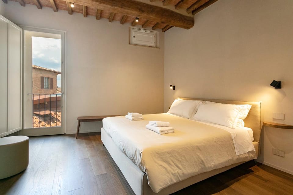 Bed, Photo of the whole room, Bedroom, towels, air conditioner