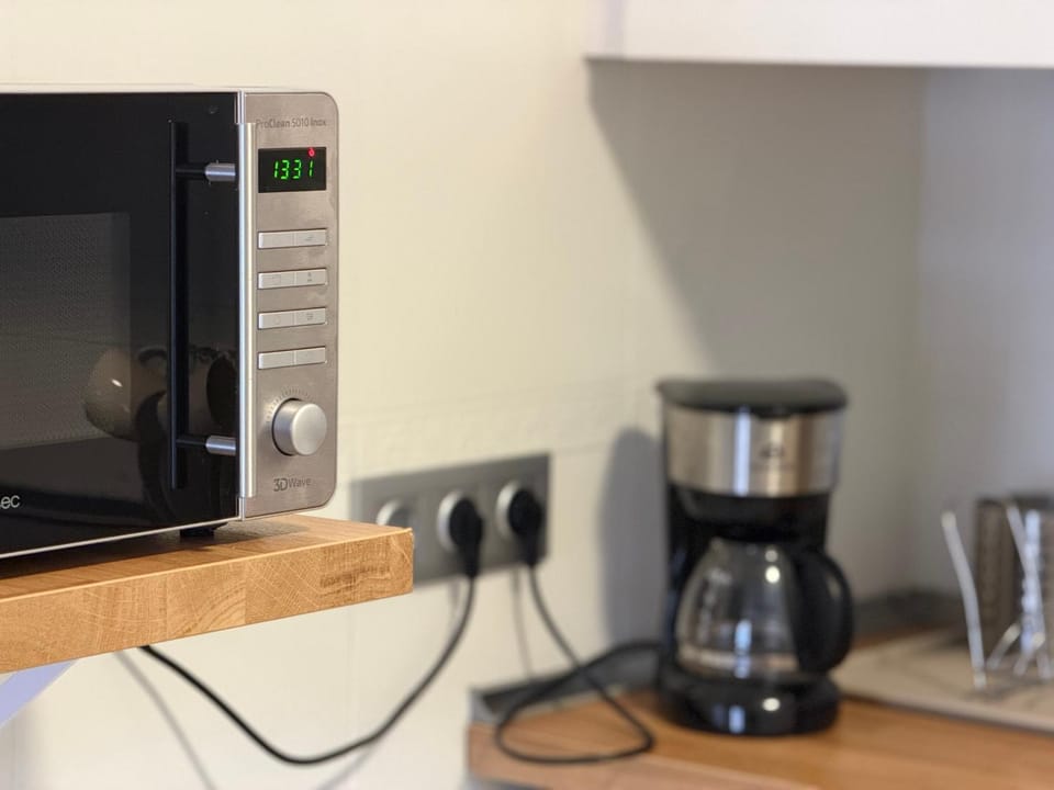 Kitchen or kitchenette, microwave