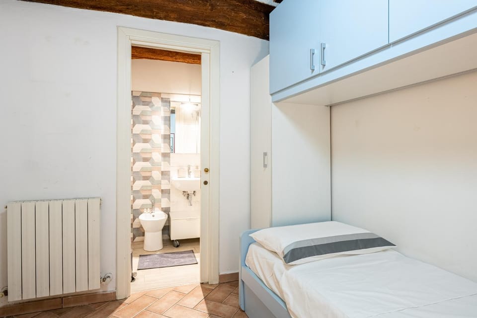 Bed, wardrobe