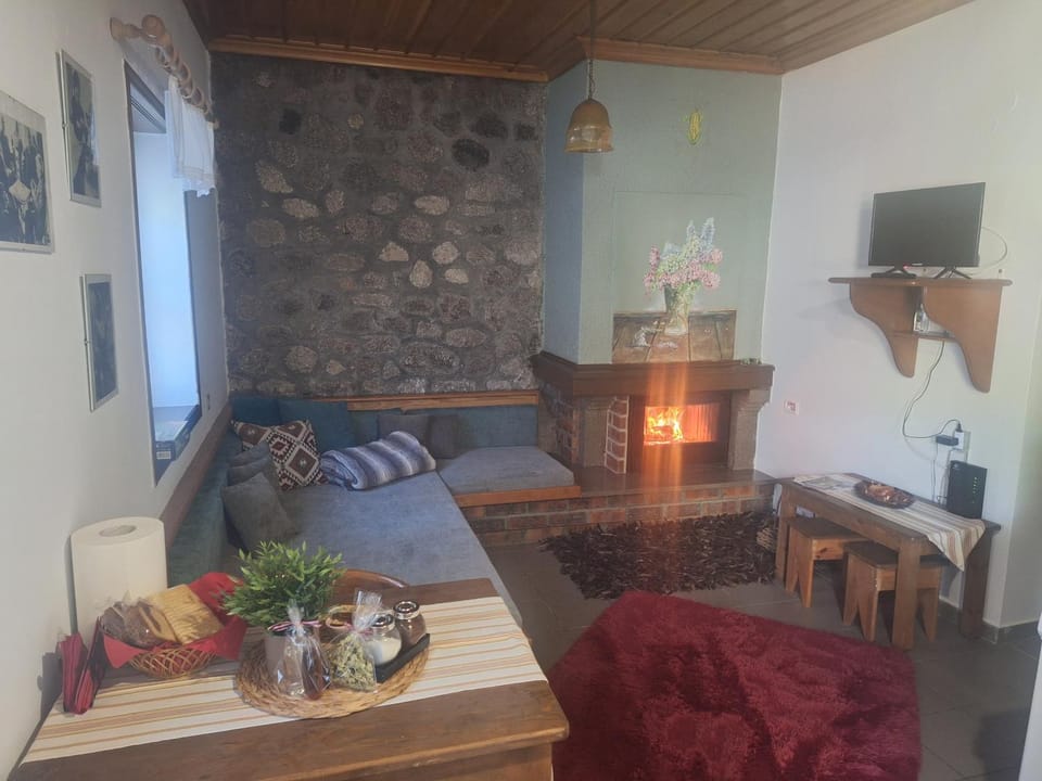 Seating area, fireplace