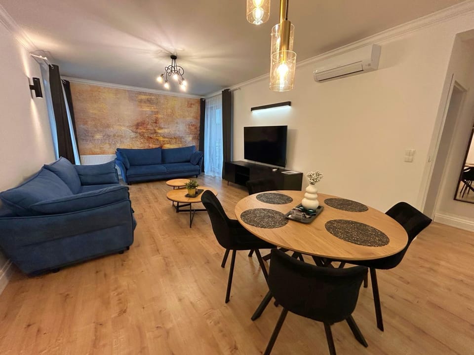 Bed, Day, People, TV and multimedia, Balcony/Terrace, Living room, Seating area, Dining area, Food, Drinks, children, young children, older children, Family, internet, air conditioner