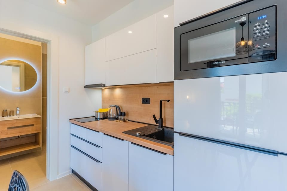 Kitchen or kitchenette, dishwasher, minibar, stove