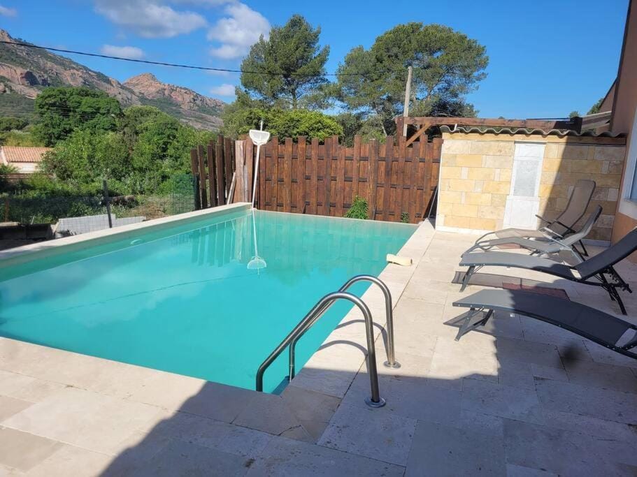 Patio, Natural landscape, Mountain view, Swimming pool, Swimming pool, sunbed