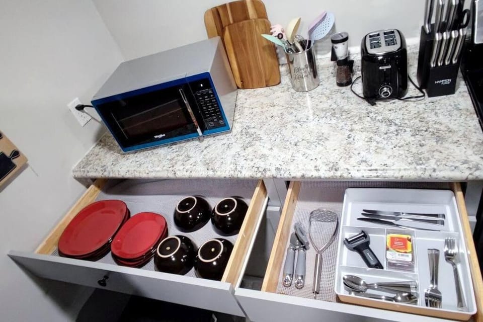 Kitchen or kitchenette, toaster