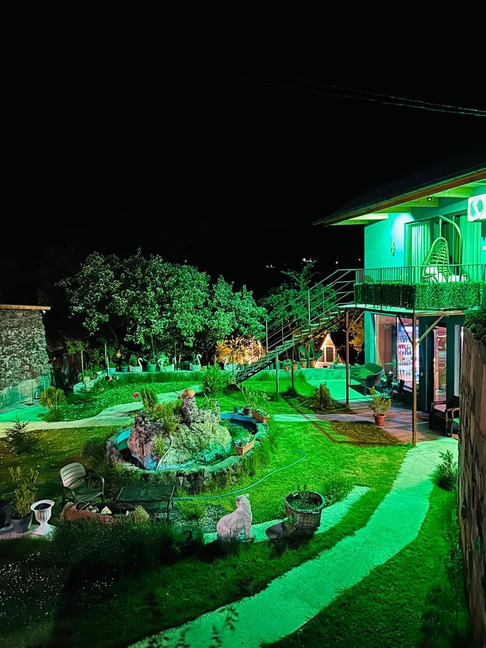 Property building, Spring, Night, Garden, Garden view
